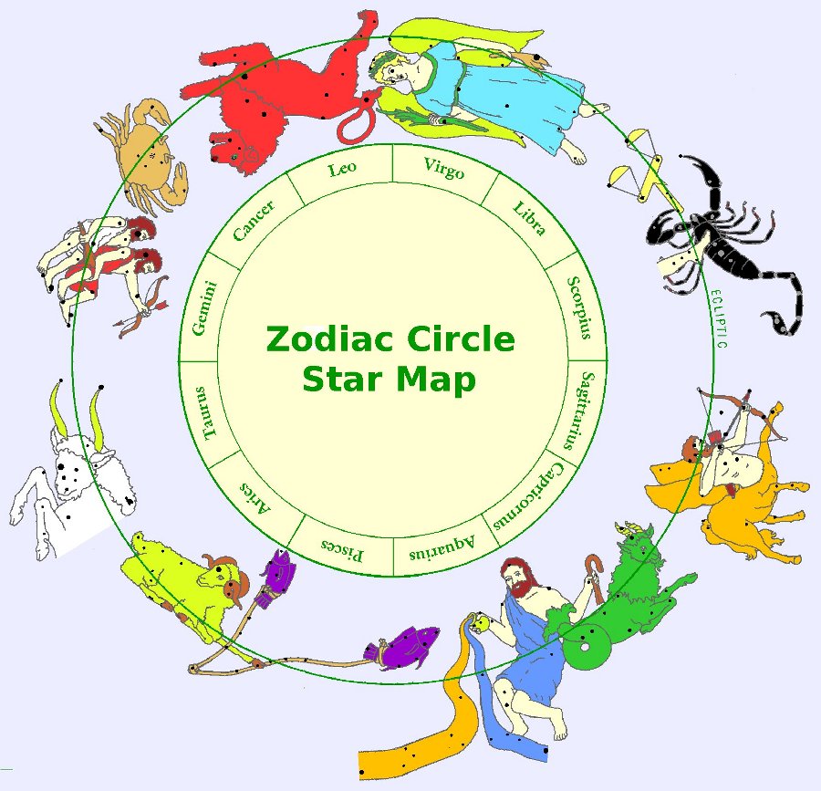 Zodiac Constellations. Click to enlarge. The Zodiac Constellations